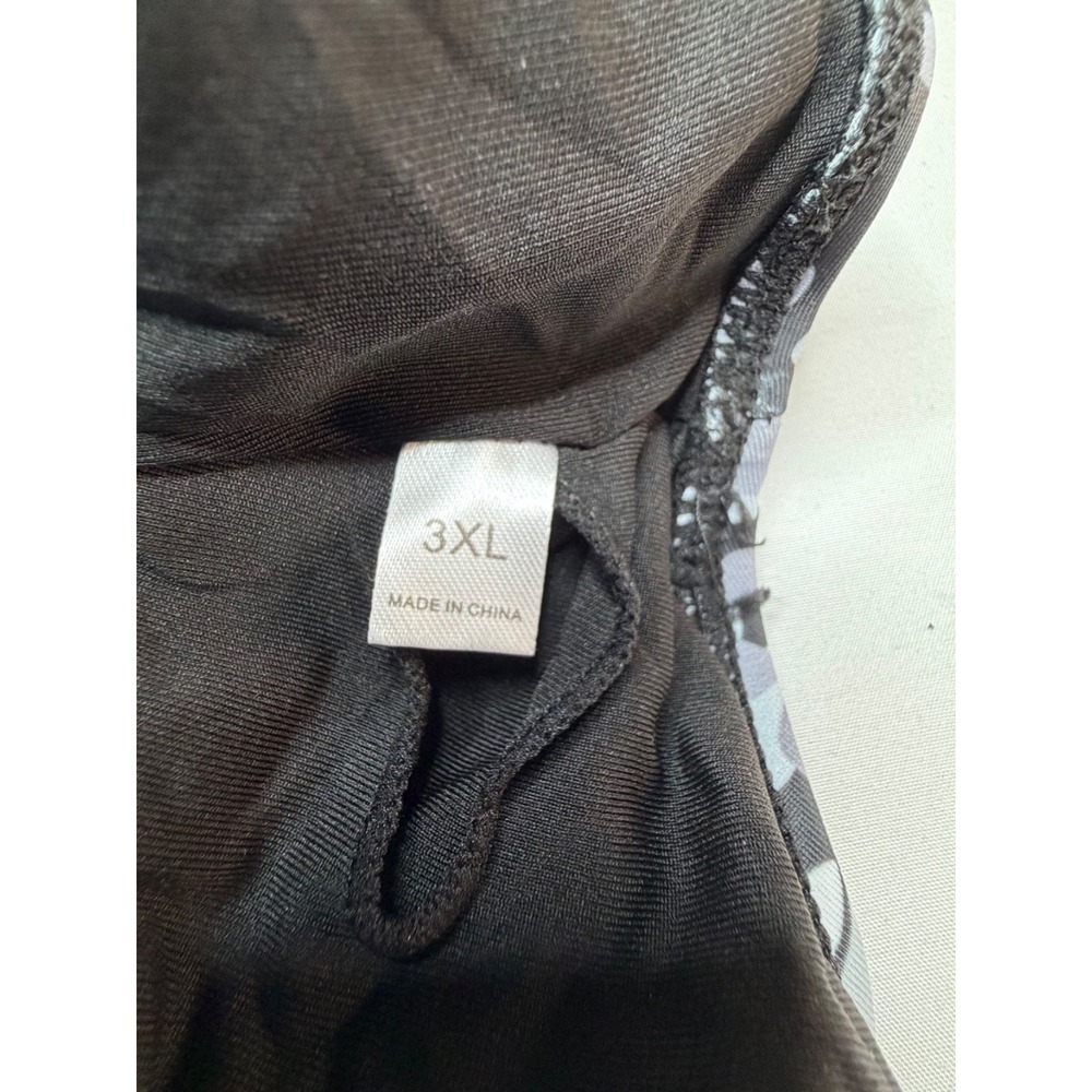 Swimsuits For All 3XL 3X 2PC Blouson Tankini Set Black‎ Gray Abstract Print NWOT - Picture 8 of 15